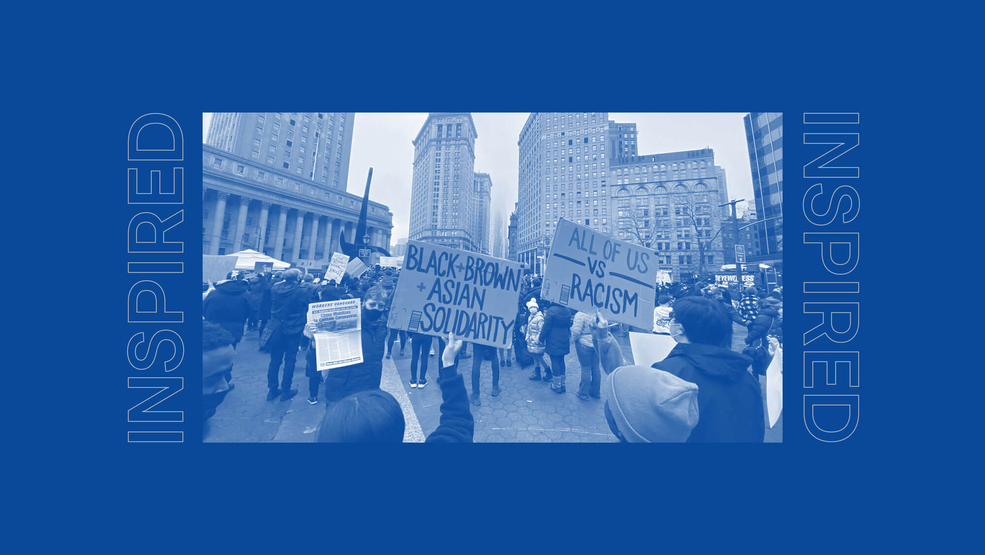 Inspired image of people protesting with stop hate signs