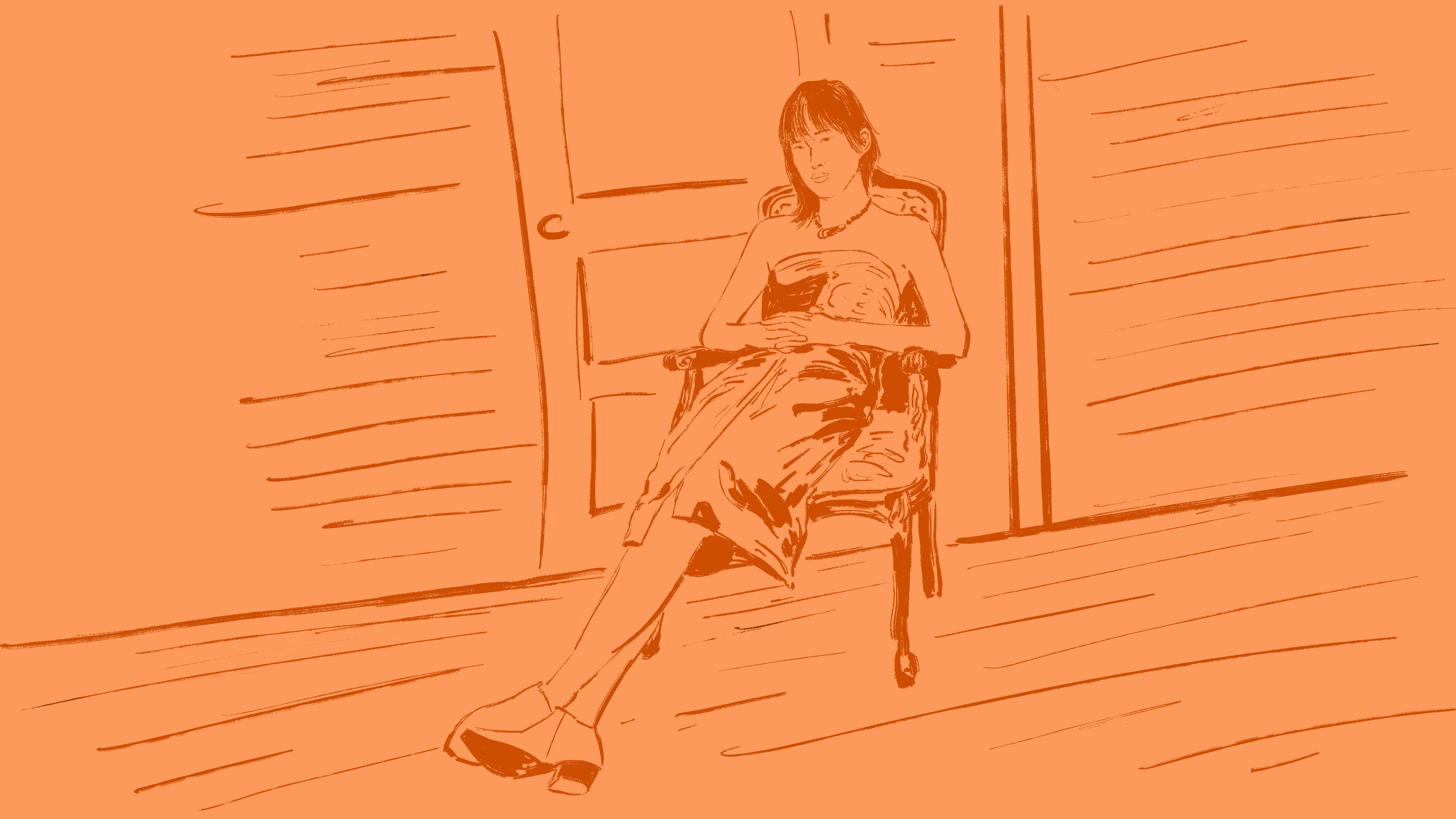 Sid Lee Creative Yang Shi models outdoors.